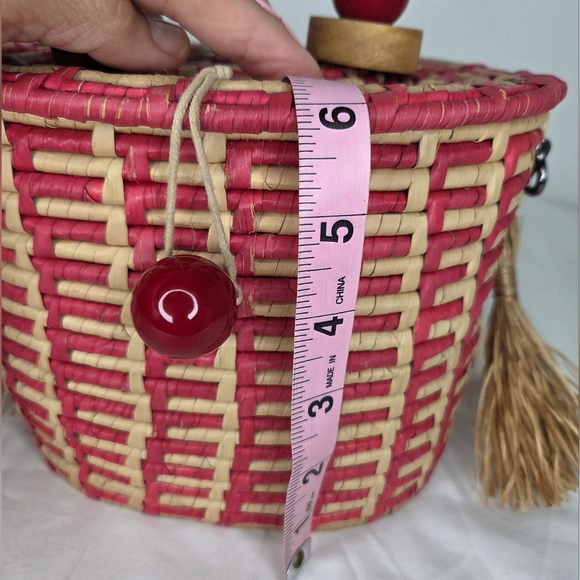 Caterina Mina Stylish 8"x6" Woven Basket Bag From Brazilian Designer - Picture 13 of 16